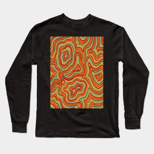 70s Retro Psychedelic Wavy Lines Long Sleeve T-Shirt